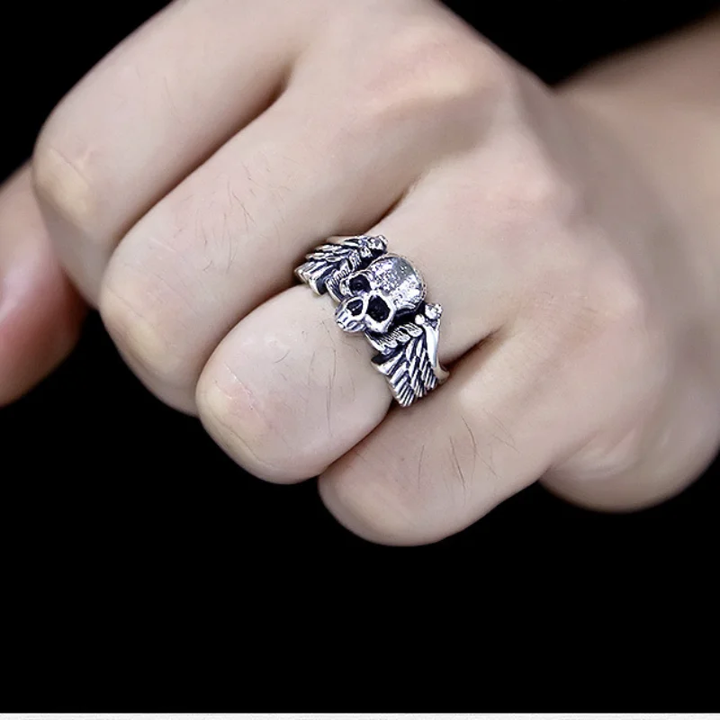 Vintage Gothic Demon Angel Skull Head Silver Ring Man Personalized Trend Hip-hop Rock Gothic Accessories Skull Rings for Women
Vintage Gothic Demon Angel Skull Head Silver Ring Man Personalized Trend Hip-hop Rock Gothic Accessories Skull Rings for Women