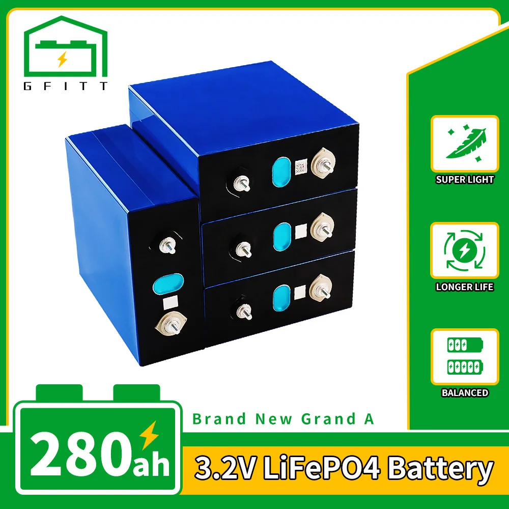 New 16PCS 3.2V Lifepo4 Battery 280AH 12V 24V 48V Batteri Pack LFP Cell For EV RV Boat Motorcycles Solar Golf EU US Tax Exemption
New 16PCS 3.2V Lifepo4 Battery 280AH 12V 24V 48V Batteri Pack LFP Cell For EV RV Boat Motorcycles Solar Golf EU US Tax Exemption