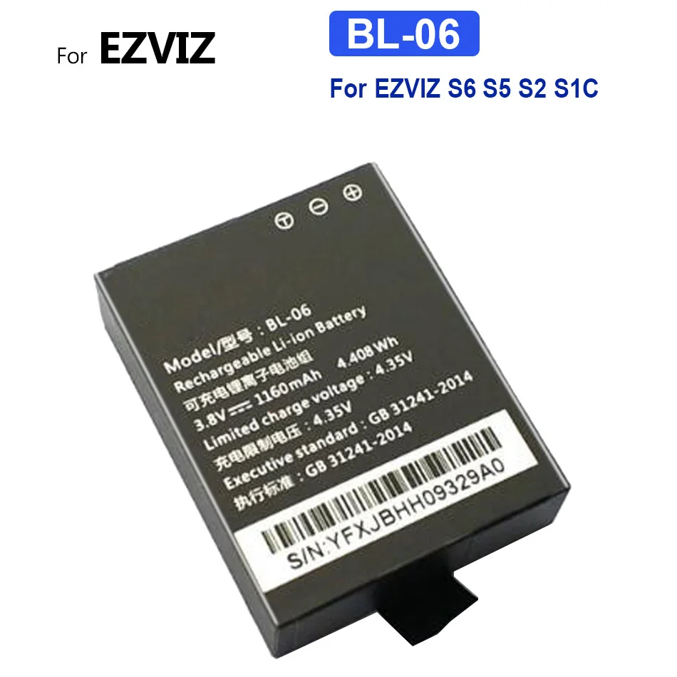 BL-06 BL 06 1160mAh Battery For EZVIZ S6 S5 S2 S1C Rechargeable Batteries + Free Tools
BL-06 BL 06 1160mAh Battery For EZVIZ S6 S5 S2 S1C Rechargeable Batteries + Free Tools