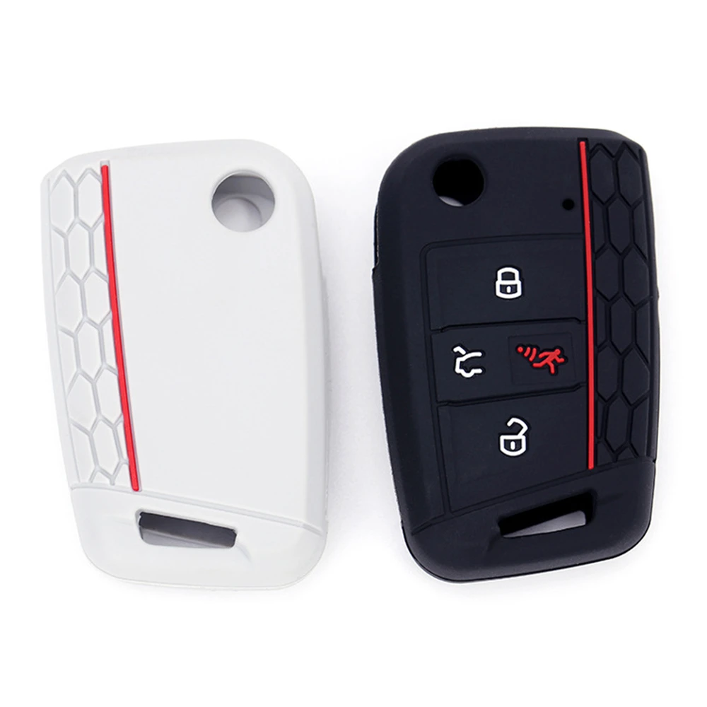 

​4 Buttons Silicone Car Key Cover Case for VW 2016 2017 2018 2019 2020 Golf 7 ALLTRACK MK7 for Skoda Octavia A7