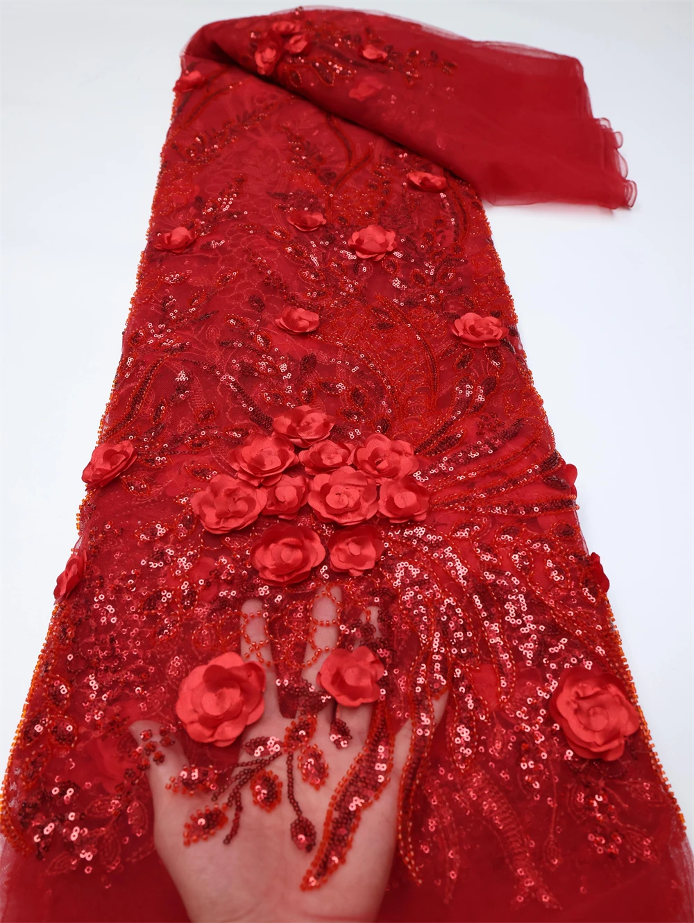 African 3D Flower Lace Fabric 5 Yards 2022 High Quality With Beaded Embroidered French Nigerian Sequins Lace Fabric For Wedding
African 3D Flower Lace Fabric 5 Yards 2022 High Quality With Beaded Embroidered French Nigerian Sequins Lace Fabric For Wedding