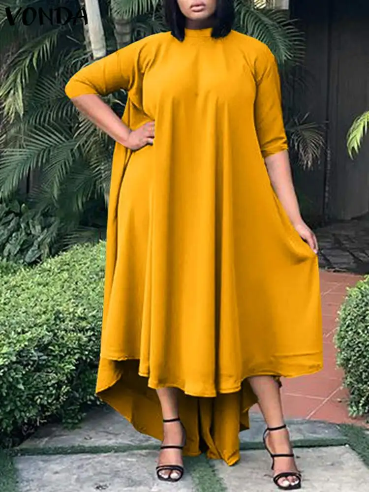 Sexy Asymmetrical Dress 2022 VONDA Women Half Sleeve Oversized Maxi Dress Pleated Casual Loose Holiday Long Vestidos
Sexy Asymmetrical Dress 2022 VONDA Women Half Sleeve Oversized Maxi Dress Pleated Casual Loose Holiday Long Vestidos