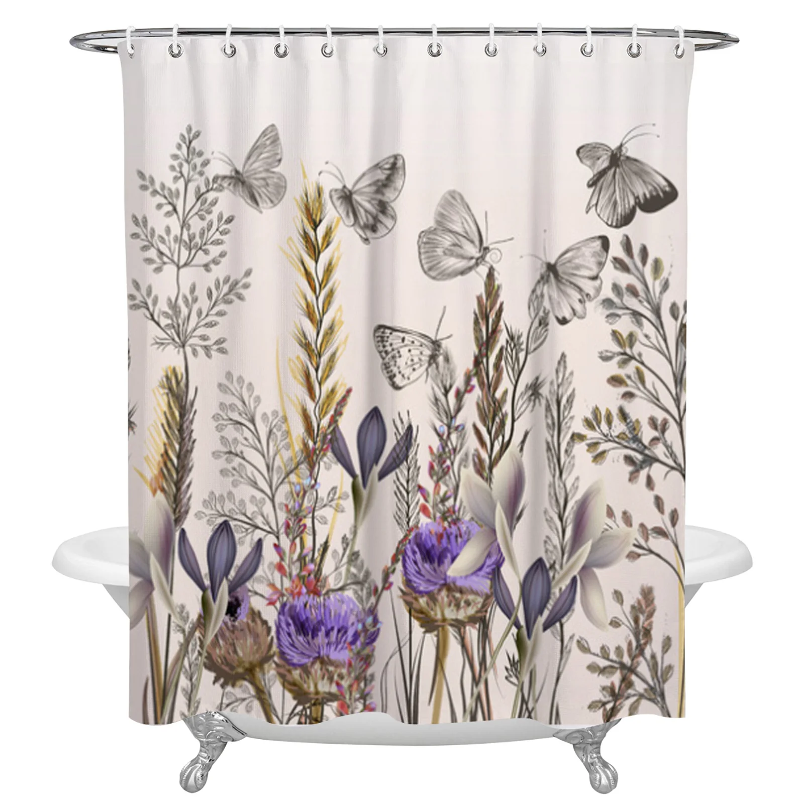 Vintage Botanical Butterfly Waterproof Shower Curtain Bathroom Curtain Polyester Fabric Curtain Home Decoration
Vintage Botanical Butterfly Waterproof Shower Curtain Bathroom Curtain Polyester Fabric Curtain Home Decoration