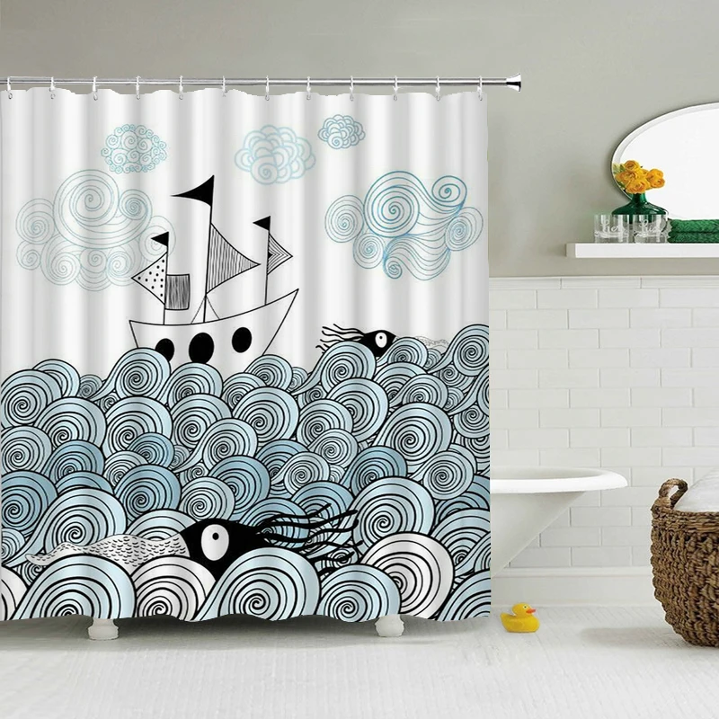 Cartoon Wave Boat Boy Shower Curtain Bathroom Waterproof Bathroom Curtain Polyester Fabric Bath Screen Moda
Cartoon Wave Boat Boy Shower Curtain Bathroom Waterproof Bathroom Curtain Polyester Fabric Bath Screen Moda
