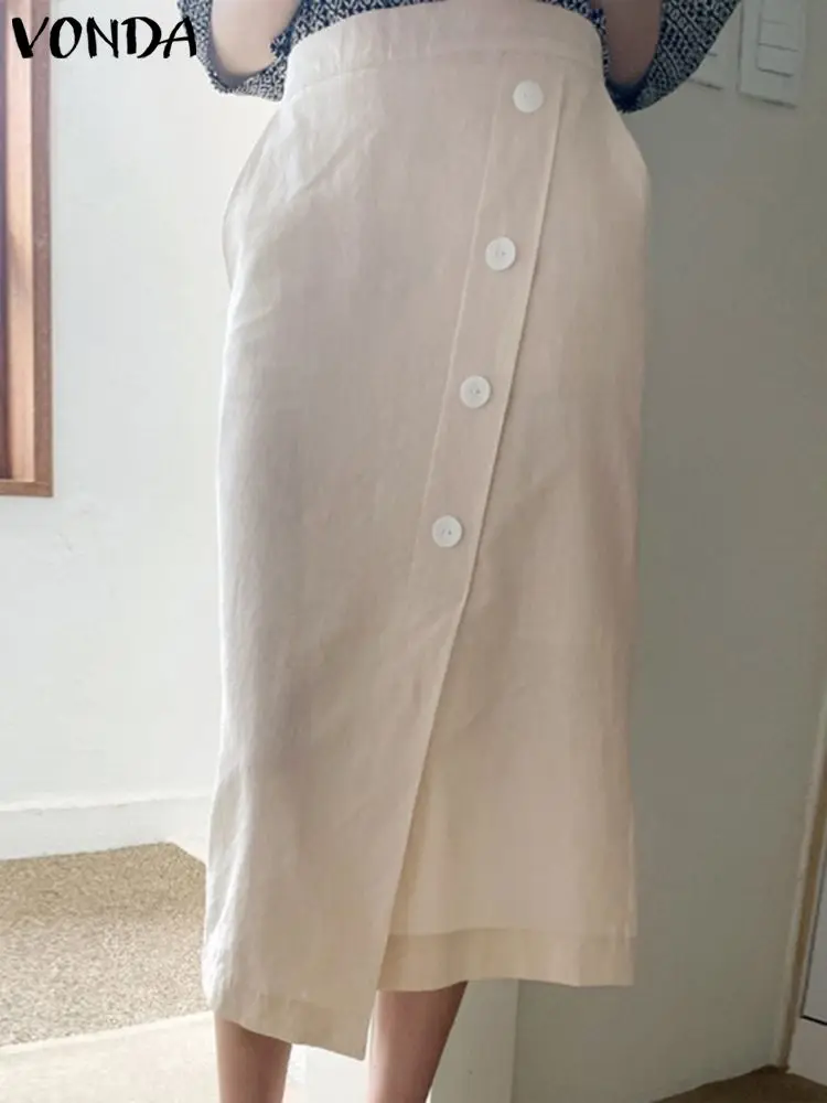 Elegant Midi Skirts VONDA 2023 Women Summer High Waist Pockets Party Skirt Casual Solid Color Loose Bottoms Buttons Long Skirt
Elegant Midi Skirts VONDA 2023 Women Summer High Waist Pockets Party Skirt Casual Solid Color Loose Bottoms Buttons Long Skirt
