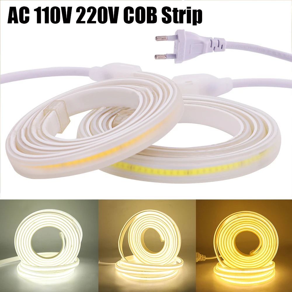 110V 220V COB Strip Waterproof 288 Leds/M RA 80 Warm/Natural White Indoor Outdoor Garden Decor Flexible Ribbon Rope FOB Light
110V 220V COB Strip Waterproof 288 Leds/M RA 80 Warm/Natural White Indoor Outdoor Garden Decor Flexible Ribbon Rope FOB Light