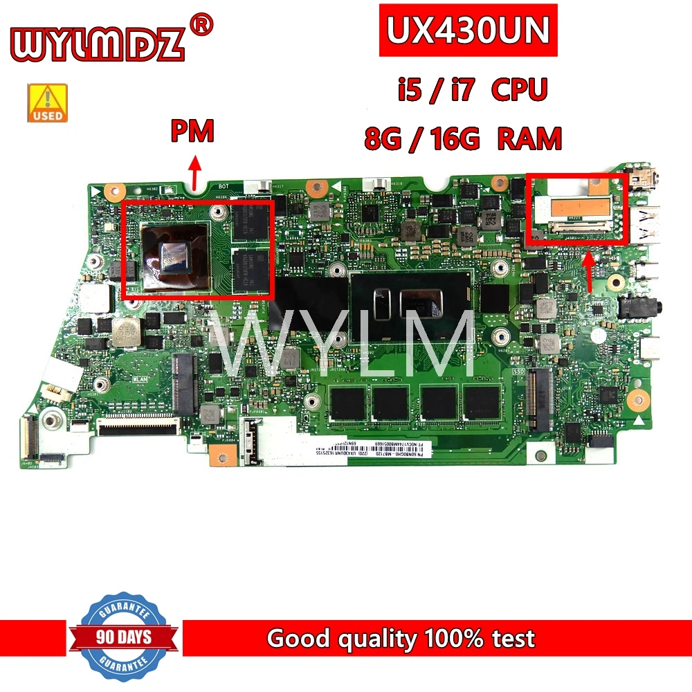 

Б/у материнская плата для ноутбука UX430UN MX150/2G i5/I7CPU 8 ГБ/16 ГБ RAM Материнская плата Asus ZenBook UX430U UX430UNR RX430UN BX430UN U4100U