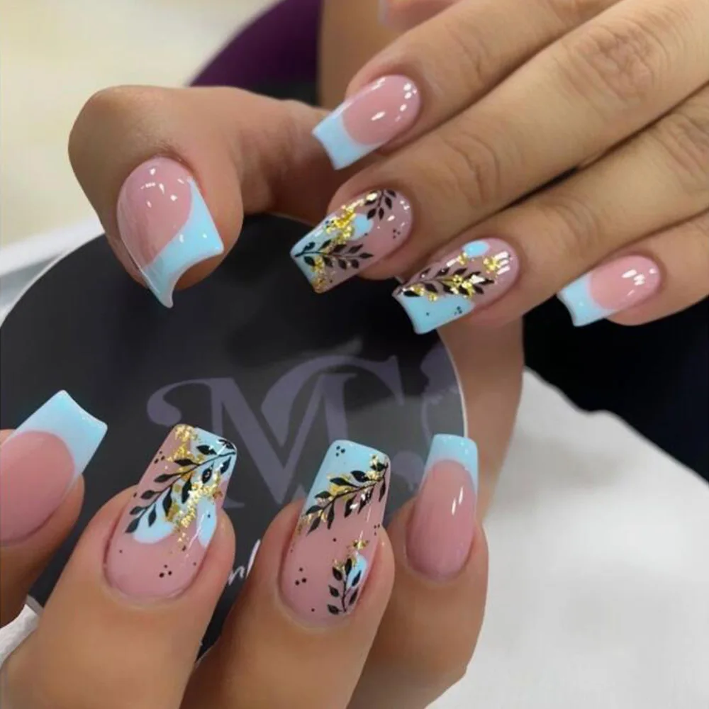 European and American pink and blue collide with maple leaf to wear nail, advanced nail enhancement, removable false nail patch
European and American pink and blue collide with maple leaf to wear nail, advanced nail enhancement, removable false nail patch