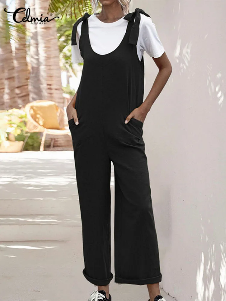 Celmia Straps Streetwear Jumpsuits Summer Sleeveless Pockets Cotton Linen Rompers Suspenders Women Casual Wide Leg Pant Overalls
Celmia Straps Streetwear Jumpsuits Summer Sleeveless Pockets Cotton Linen Rompers Suspenders Women Casual Wide Leg Pant Overalls