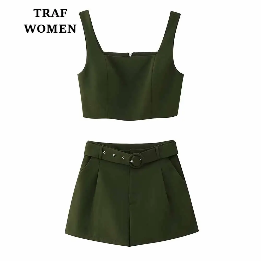TRAF WOMEN Two-piece Spring 2023 New Short Zipper-trimmed Suspender Top Temperament Retro Female High Waist Mini Skirt Mujer
TRAF WOMEN Two-piece Spring 2023 New Short Zipper-trimmed Suspender Top Temperament Retro Female High Waist Mini Skirt Mujer