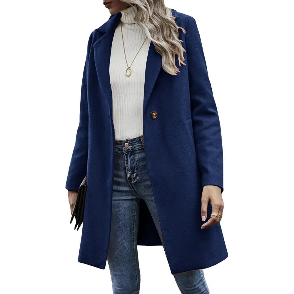 Button reversible trench coat Women's solid color pocket loose long sleeve woolen coat coat
Button reversible trench coat Women's solid color pocket loose long sleeve woolen coat coat