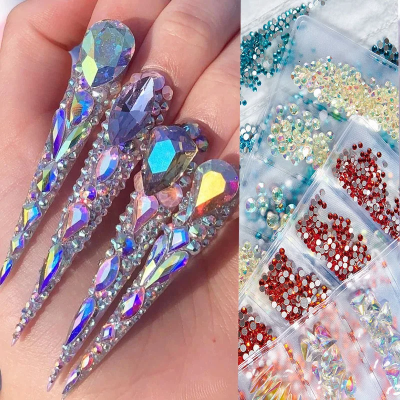 6Grids/Bag Shiny Flat Bottom Rhinestones Nail Decoration Mixed Size Colorful 3D Nail Accessories Crystal Glass Manicure Drills
6Grids/Bag Shiny Flat Bottom Rhinestones Nail Decoration Mixed Size Colorful 3D Nail Accessories Crystal Glass Manicure Drills