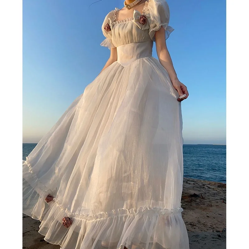 2022 French White Princess Dress summer bow mid-length dress Party Ball Princess Fairy dresses for women
2022 French White Princess Dress summer bow mid-length dress Party Ball Princess Fairy dresses for women