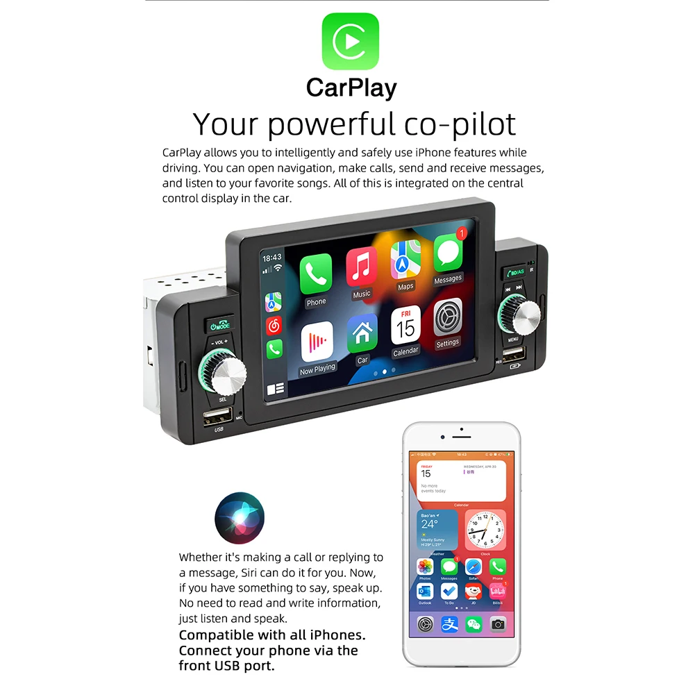 High Quality MP5 Player Car Radio 40hz-12.5khz 800x480 87.5-108MHz Accessories Bluetooth V2.0 Dual USB IPS Screen
High Quality MP5 Player Car Radio 40hz-12.5khz 800x480 87.5-108MHz Accessories Bluetooth V2.0 Dual USB IPS Screen