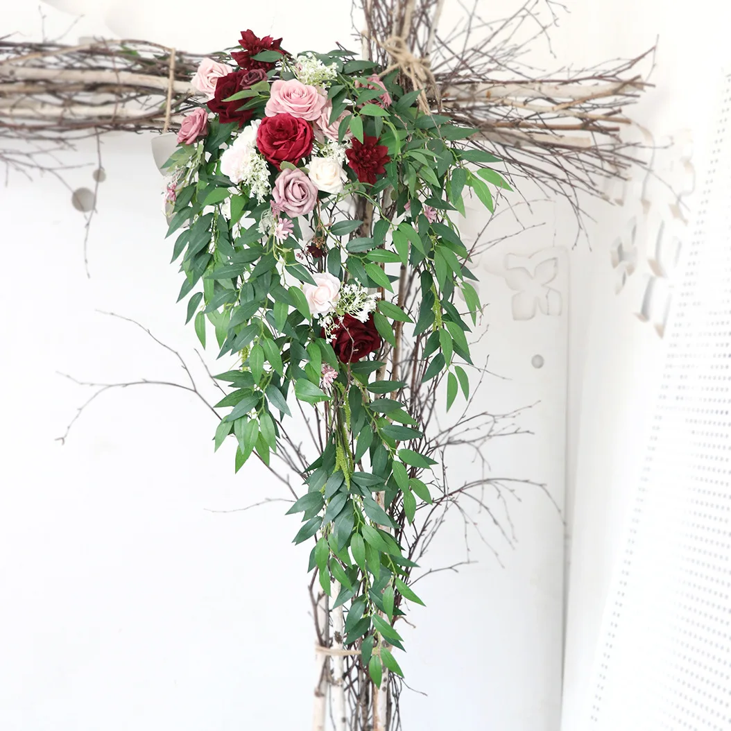 Hanging Artificial Rose Flowers With Leaves Wedding Arch Garland Pastoral Style Floral Arrangement Row Backdrop Wall Decor Props
Hanging Artificial Rose Flowers With Leaves Wedding Arch Garland Pastoral Style Floral Arrangement Row Backdrop Wall Decor Props