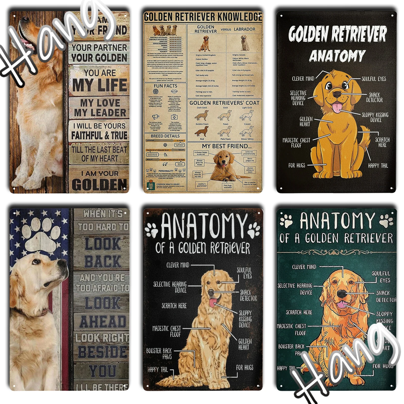 Metal Funny Golden Retriever Golden Retriever Knowledge and Introduction Tin Sign Plates for Sweet Home Pet Shop Coffee Decor
Metal Funny Golden Retriever Golden Retriever Knowledge and Introduction Tin Sign Plates for Sweet Home Pet Shop Coffee Decor