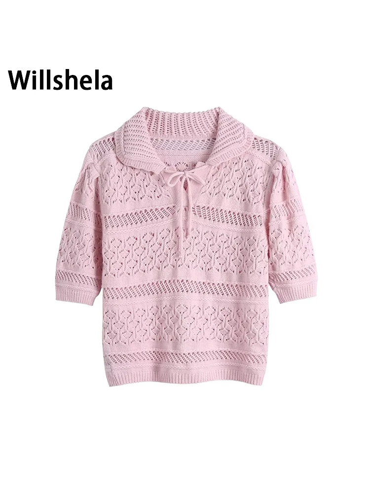 Willshela женский модный однотонный жаккардовый ажурный трикотажный пуловер в винтажном стиле с короткими рукавами и отворотом женский шикарн...
Willshela женский модный однотонный жаккардовый ажурный трикотажный пуловер в винтажном стиле с короткими рукавами и отворотом женский шикарн...