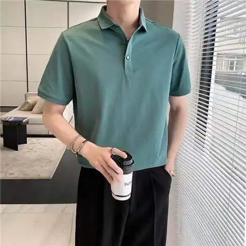 

J1660 Men's simple and personalized short sleeve polo 2022 new color placket Lapel T-shirt.