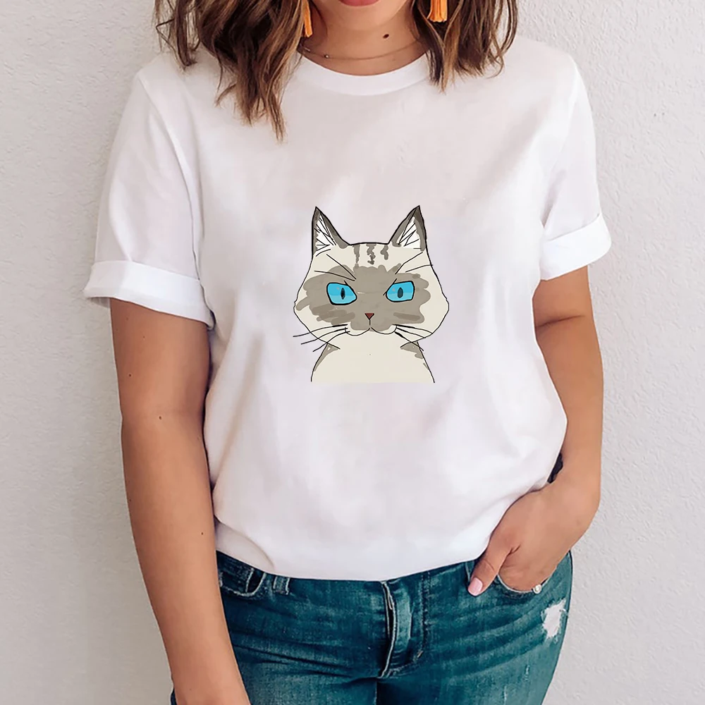 White Cat pattern T Shirt Women Tops Punk Cartoon Cat Face Letter Print Tee Shirt Femme T-shirt Casual Tee Shirt O-neck Rock Top
White Cat pattern T Shirt Women Tops Punk Cartoon Cat Face Letter Print Tee Shirt Femme T-shirt Casual Tee Shirt O-neck Rock Top