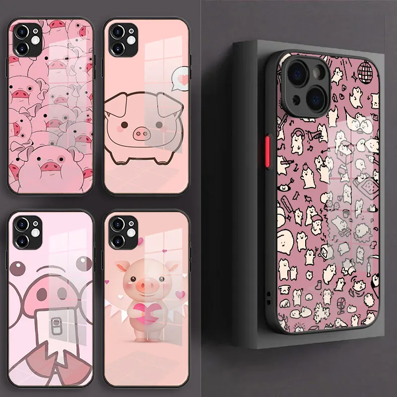Cartoon Pig Black Glass Phone Case For iPhone 14 13 11 12 Mini Pro Max XS XR X Silicone Cover 
Cartoon Pig Black Glass Phone Case For iPhone 14 13 11 12 Mini Pro Max XS XR X Silicone Cover