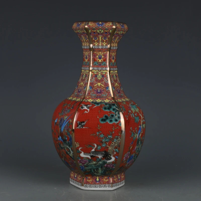 

Qianlong, эмалированный оранжевый цветок и птица, искусственный Античный Фарфор Цзиндэчжэнь, домашнее китайское украшение