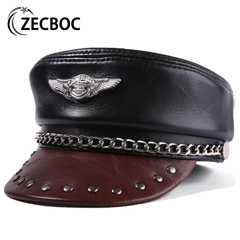 New Genuine Leather Cowhide Hat Men's Military Hats Autumn Adjustable Black Sailor Hat Navy Newsboy Cap Motorcycle Cap For Women
New Genuine Leather Cowhide Hat Men's Military Hats Autumn Adjustable Black Sailor Hat Navy Newsboy Cap Motorcycle Cap For Women