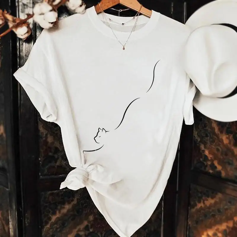 Women Cat Simple Cute Style Fashion Short Sleeve Casual Tshirt Top Clothing Nice Summer Pretty 90s Graphic Tee T-shirt
Women Cat Simple Cute Style Fashion Short Sleeve Casual Tshirt Top Clothing Nice Summer Pretty 90s Graphic Tee T-shirt