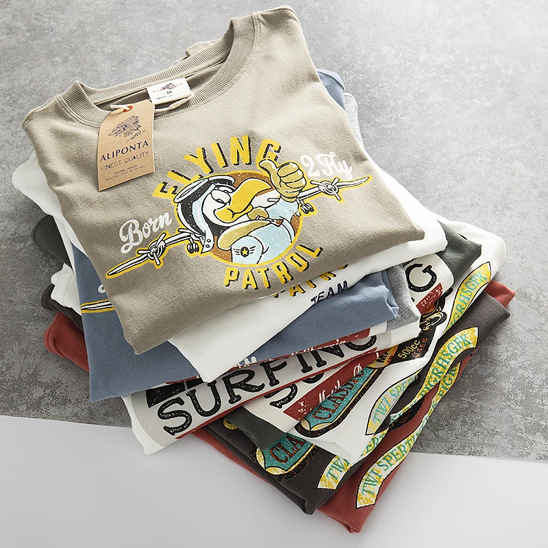 Summer New American Retro Short-sleeved O-neck Letter Printed T-shirt Men's Fashion Simple 100% Cotton Washed Casual Sport Tops
Summer New American Retro Short-sleeved O-neck Letter Printed T-shirt Men's Fashion Simple 100% Cotton Washed Casual Sport Tops