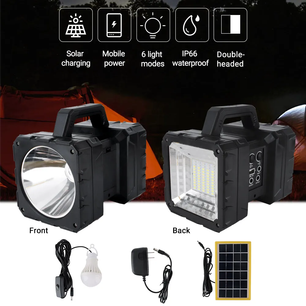 60W Super Bright Solar LED Spotlight Double-headed Flashlight Lantern USB Rechargeable Outdoor Searching Solar LED Work Light
60W Super Bright Solar LED Spotlight Double-headed Flashlight Lantern USB Rechargeable Outdoor Searching Solar LED Work Light