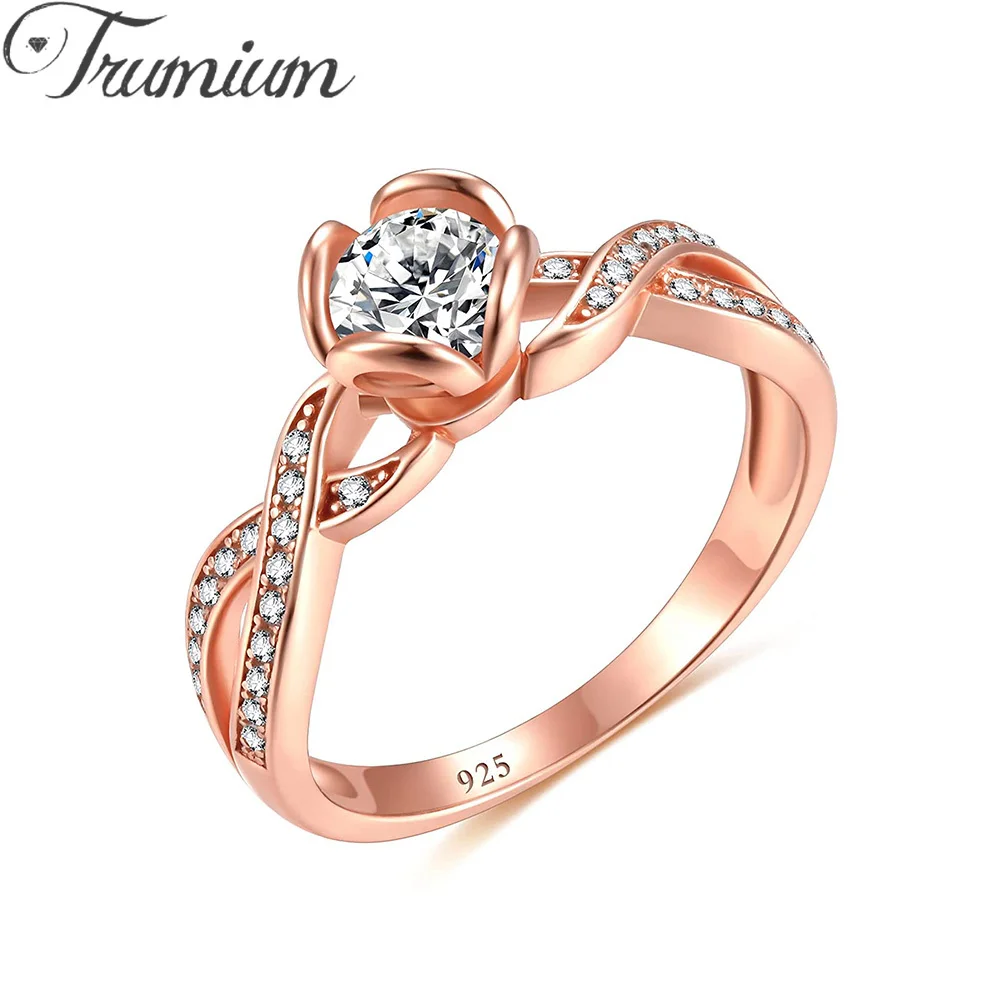 Trumium 1 Ct 100% 925 Sterling Silver CZ Round Engagement Rings for Women Rose Gold Flower Twist Fine Jewelry Wedding Band
Trumium 1 Ct 100% 925 Sterling Silver CZ Round Engagement Rings for Women Rose Gold Flower Twist Fine Jewelry Wedding Band