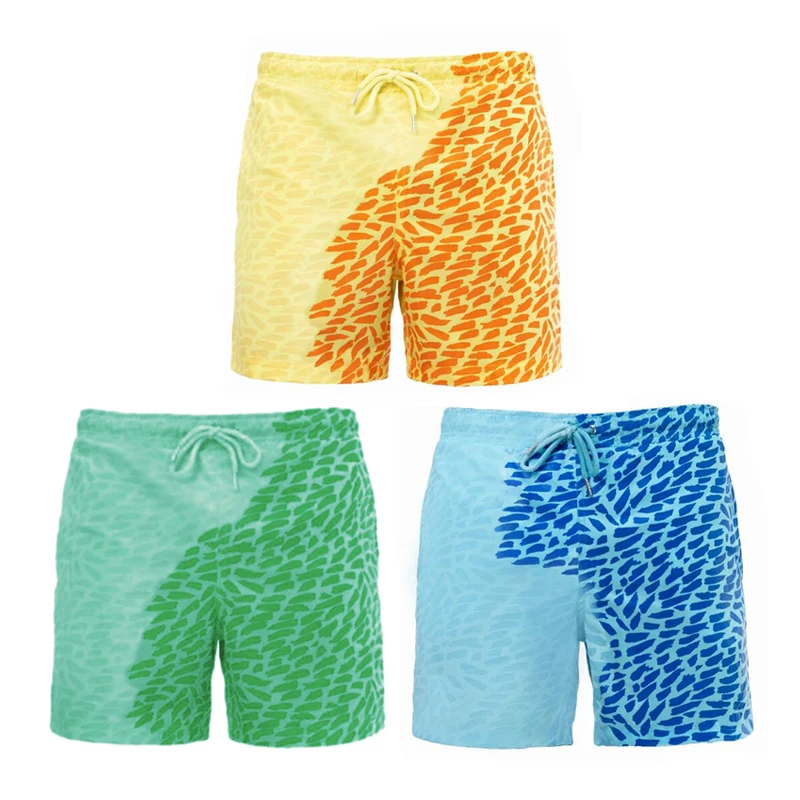 

Summer Men Beach Shorts Water Color Changing Plus Size Swimming Trunks Warm Color Changing Shorts Quick Dry Bath Swiming Wear