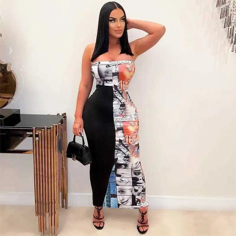 Womens Summer Casual Character Dresses Print Sleeveless Tube Top Slit Long Dress
Womens Summer Casual Character Dresses Print Sleeveless Tube Top Slit Long Dress