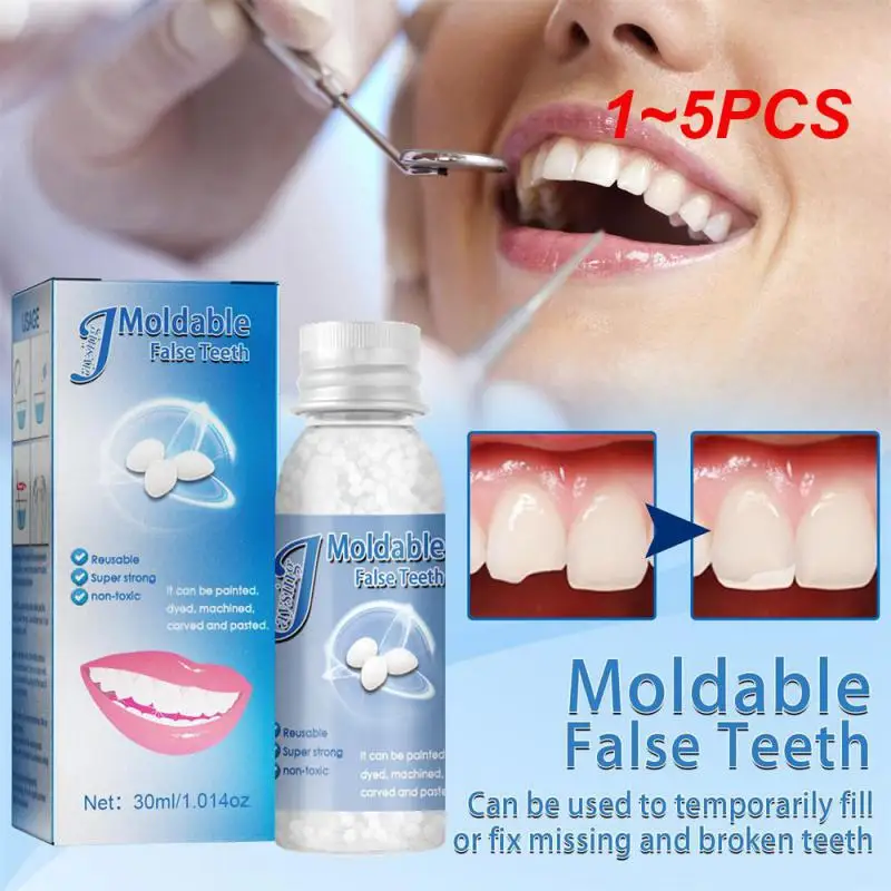 

1~5PCS 30ml Resin Temporary Tooth Repair Granules Teeth Gaps Missing Broken Tooth False Teeth Filling Moldable Solid Glue