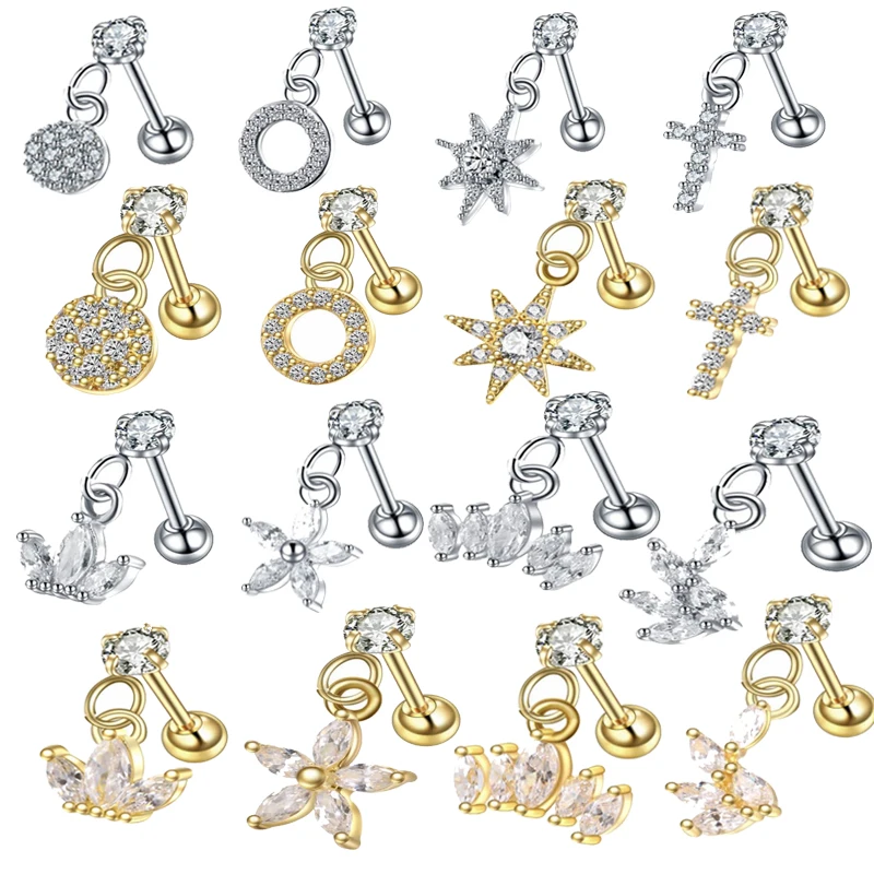 Ear Piercing Jewelry Star Heart Flower Crown Tragus Helix Ear Stud Stainless Steel Labret Lip Nail Zircon Cartilage Earrings 16G
Ear Piercing Jewelry Star Heart Flower Crown Tragus Helix Ear Stud Stainless Steel Labret Lip Nail Zircon Cartilage Earrings 16G