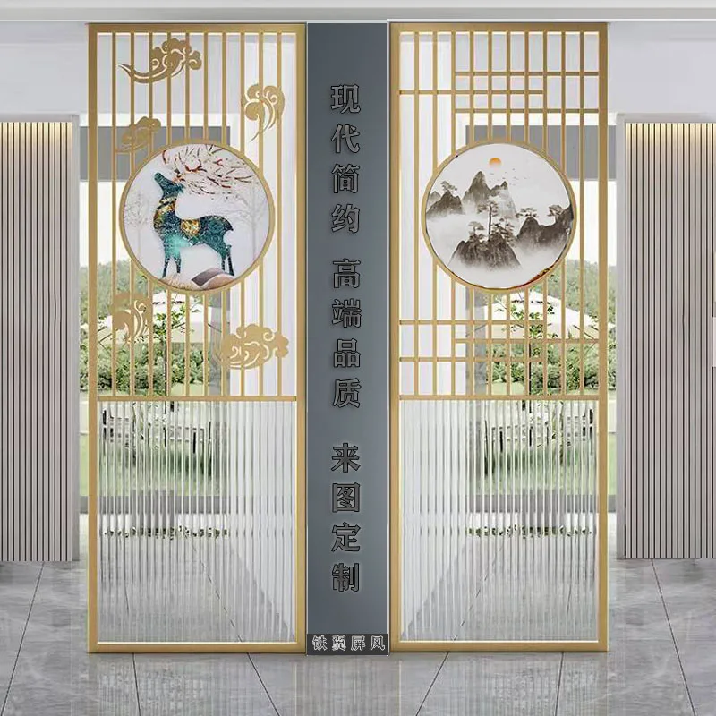 Nordic Light Luxury Iron Grille Changhong Glass Screen Partition Wall Dining Room Entrance Entrance Stainless Steel Washstand 
Nordic Light Luxury Iron Grille Changhong Glass Screen Partition Wall Dining Room Entrance Entrance Stainless Steel Washstand
