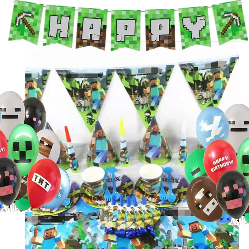 Anime Games My World Action Craft Figures Party Supplies Disposable Tableware Set Latex Balloons For Birthday Party Decoration
Anime Games My World Action Craft Figures Party Supplies Disposable Tableware Set Latex Balloons For Birthday Party Decoration