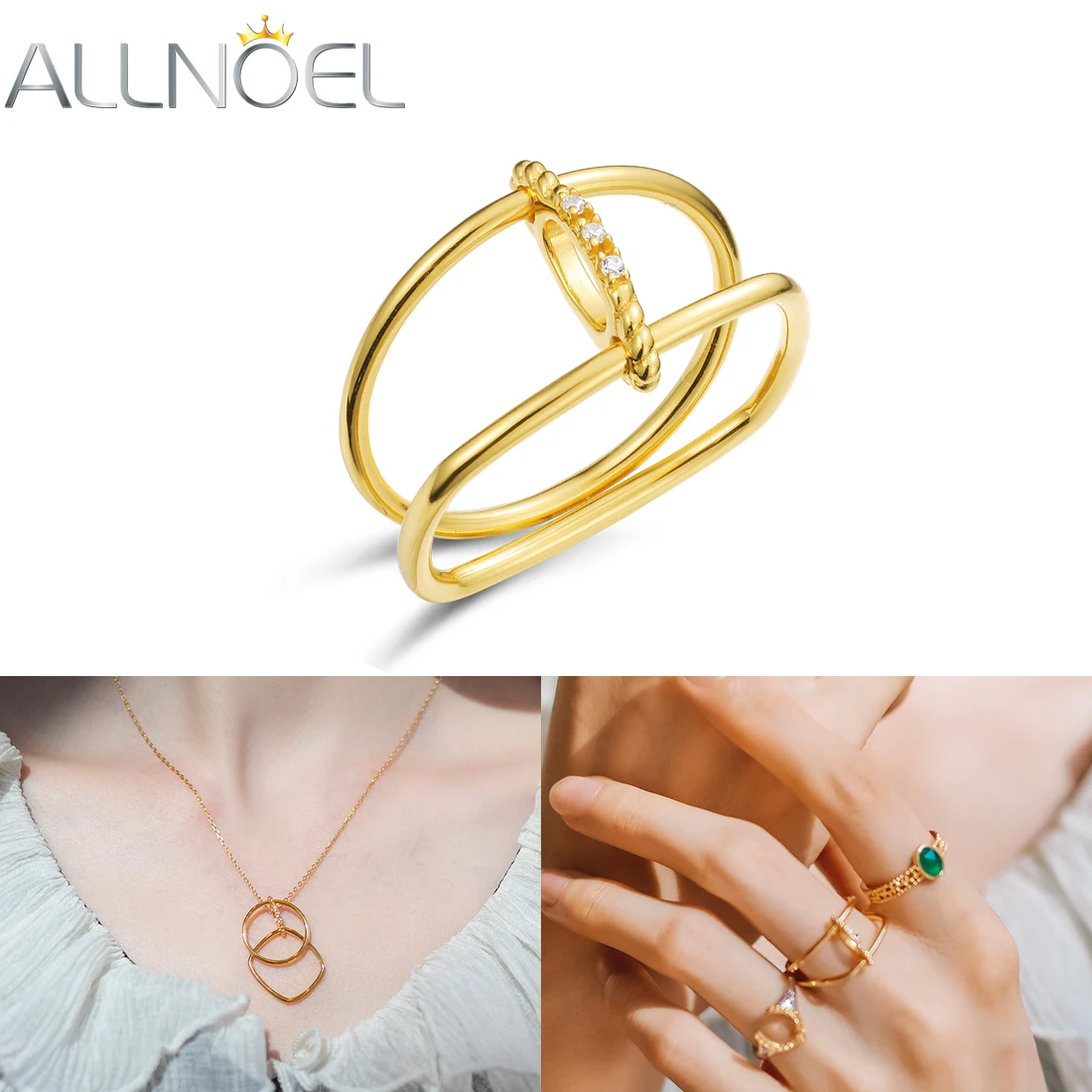 ALLNOEL 925 пробы Серебряное кольцо для женщин Циркон минималистичный неправильный Геометрия два шарма Позолоченные Уникальные подарки ювелир...
ALLNOEL 925 пробы Серебряное кольцо для женщин Циркон минималистичный неправильный Геометрия два шарма Позолоченные Уникальные подарки ювелир...