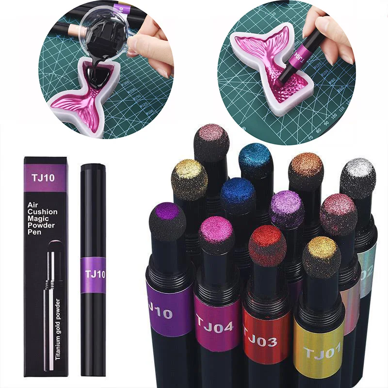 Magic Air Cushion Powder Pen Glitter Mirror Holographic Titanium Powder Chameleon Pigment for DIY Epoxy Resin DIY Mold Crafting
Magic Air Cushion Powder Pen Glitter Mirror Holographic Titanium Powder Chameleon Pigment for DIY Epoxy Resin DIY Mold Crafting