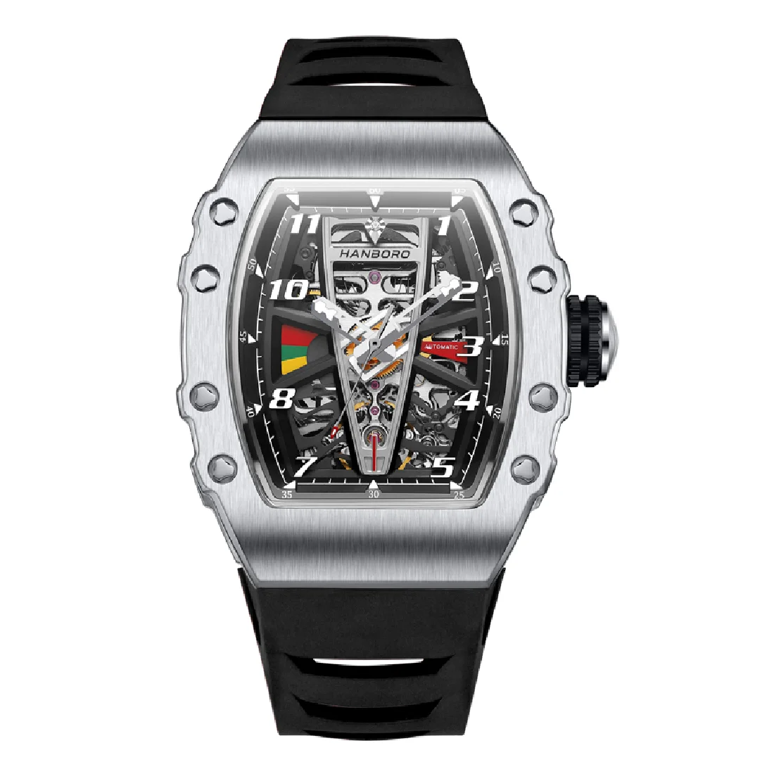 HANBORO Men Automatic Watch Luxury Mens Watches Fashion Mechanical Wristwatch Luminous Tonneau Case 50M Waterproof Rubber Strap
HANBORO Men Automatic Watch Luxury Mens Watches Fashion Mechanical Wristwatch Luminous Tonneau Case 50M Waterproof Rubber Strap
