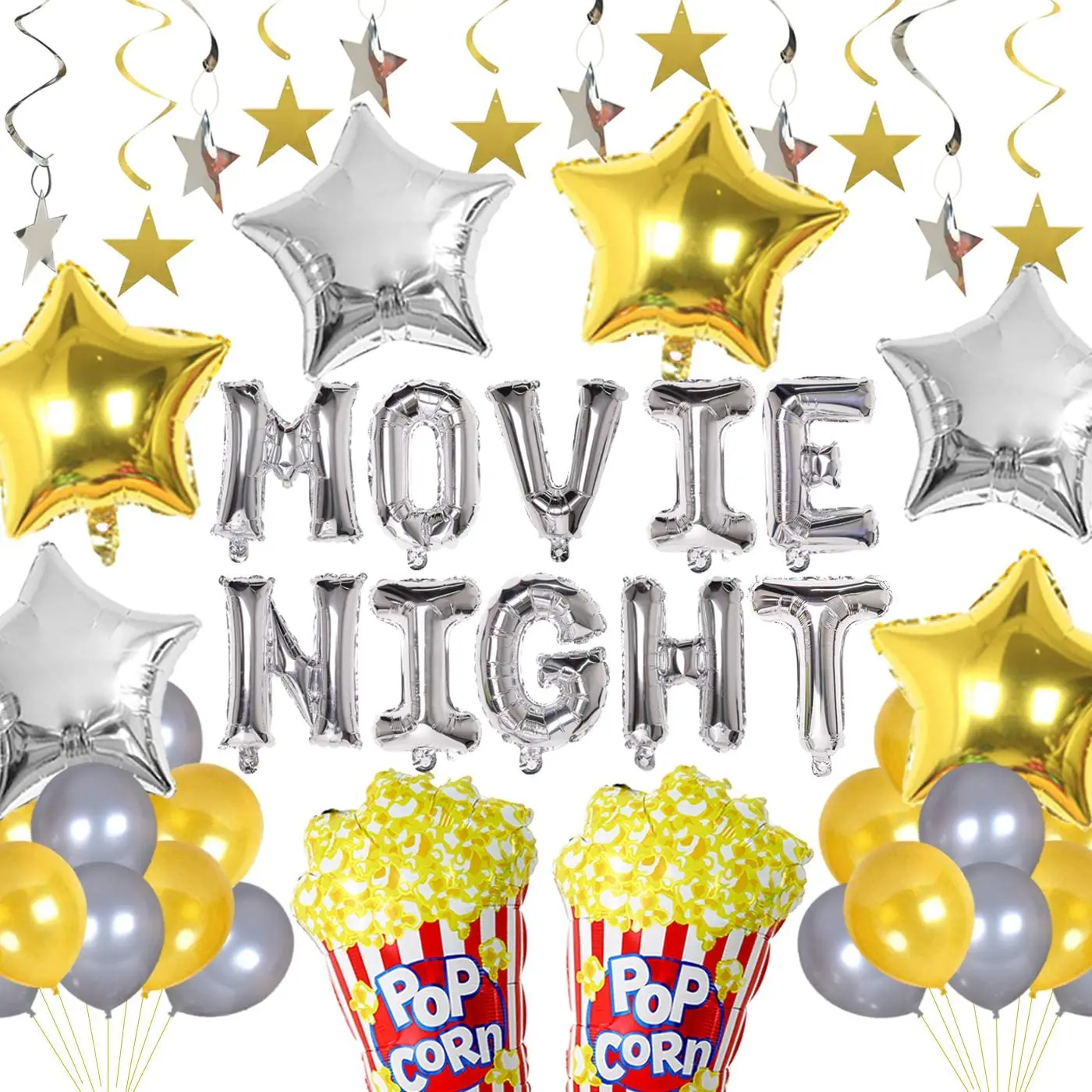 Hollywood Movie Night Themed Party Decorations Movie Night Popcorn Foil Balloons Star Hanging Swirls for Awards Night Ceremony
Hollywood Movie Night Themed Party Decorations Movie Night Popcorn Foil Balloons Star Hanging Swirls for Awards Night Ceremony