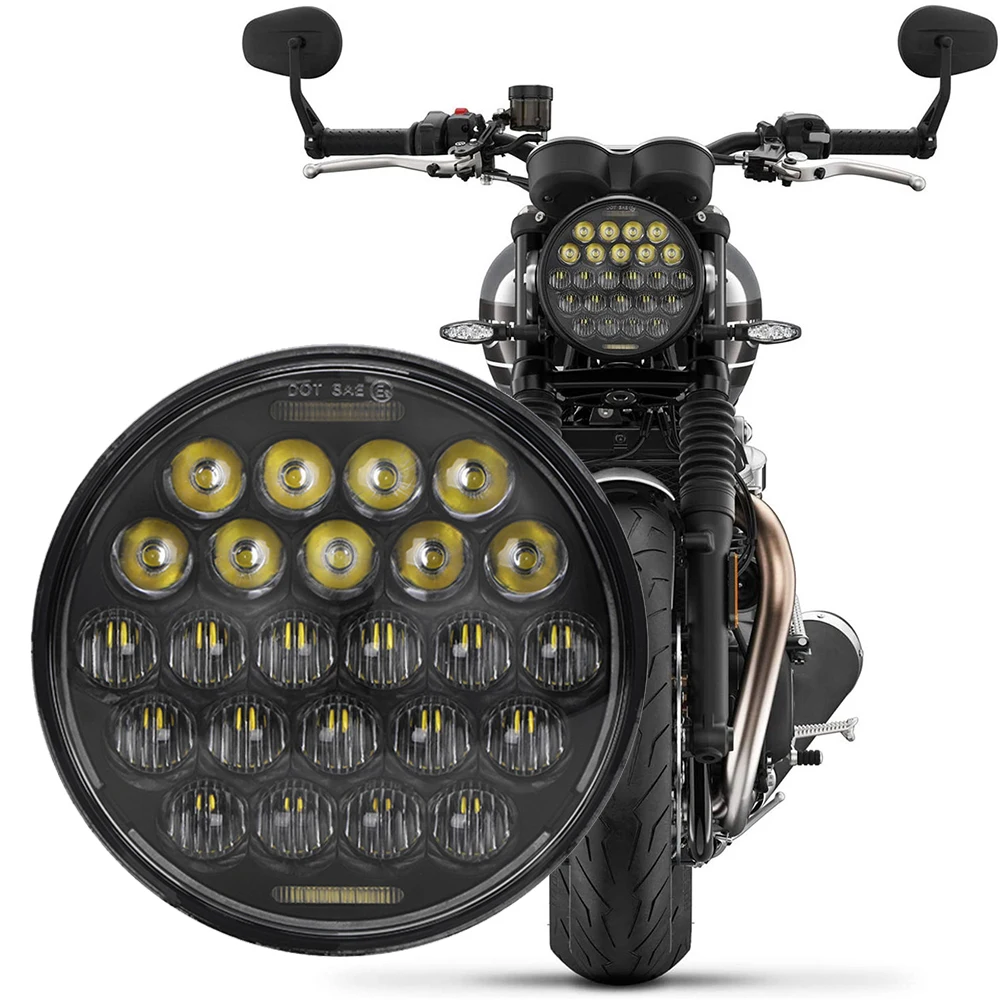 

5-3/4” 5.75 Inch LED Headlight with DRL Turn Signal for Dyna Street Bob Super Wide Glide Low Rider Softail Sportster Iron 883