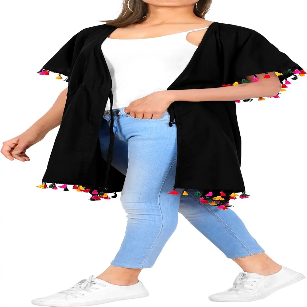 

Women`s Causal Short Open Front Short Sleeve Regular Cardigans Kimono Coat Crochet 2X-3X Black_B57