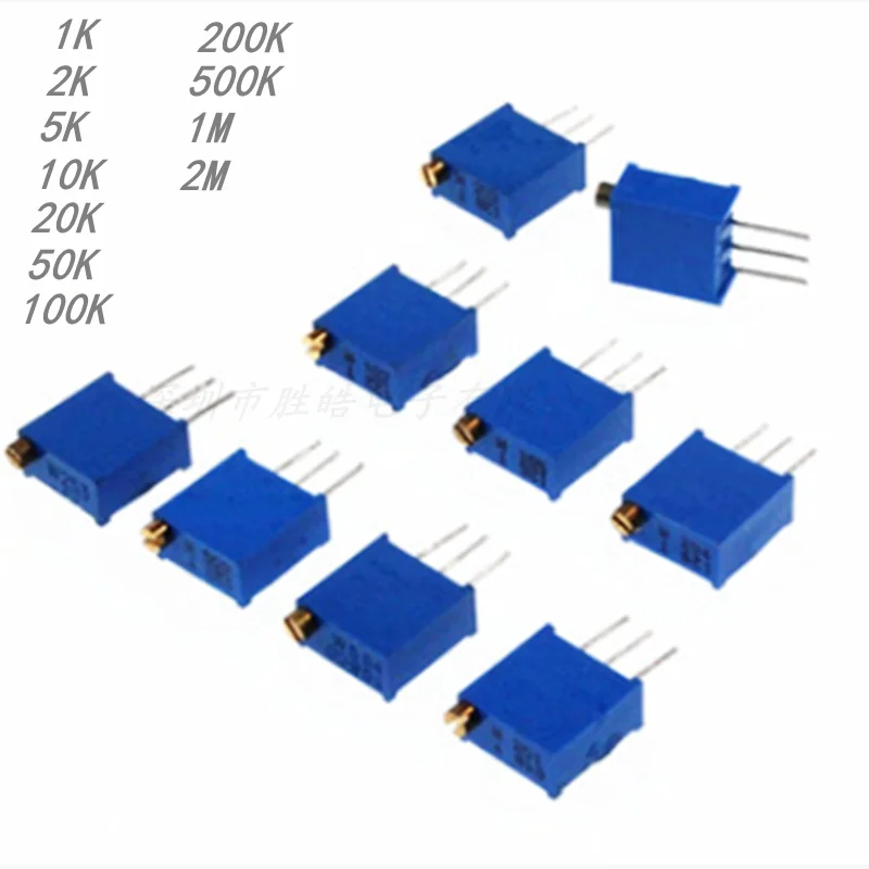 (10PCS) 3296W 1K / 2K / 10K / 20K / 5K /100K / 1M / 2M Potentiometer Precision Adjustable Resistance Multi-turn Trimming 
(10PCS) 3296W 1K / 2K / 10K / 20K / 5K /100K / 1M / 2M Potentiometer Precision Adjustable Resistance Multi-turn Trimming