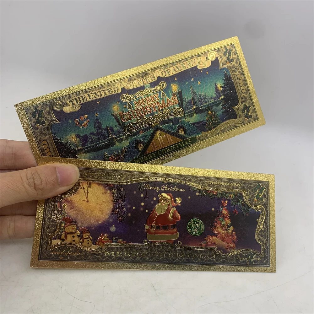 Merry Christmas colored gold foil Greeting Cards Santa clause tree US bills Christmas party decoration Festival gifts for kids
Merry Christmas colored gold foil Greeting Cards Santa clause tree US bills Christmas party decoration Festival gifts for kids