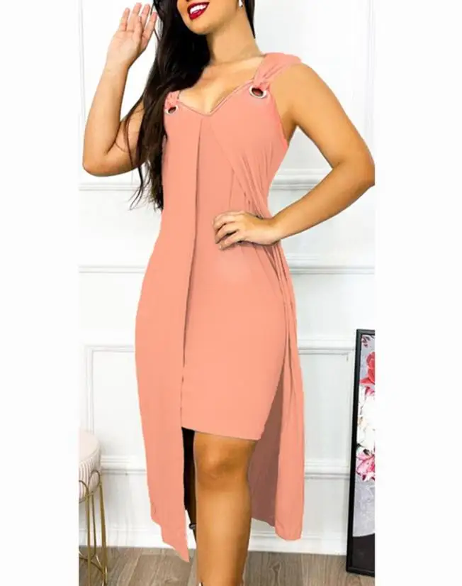 Women's Dresses 2023 Summer Fashion Eyelet Asymmetrical Sleeveless Casual V-Neck Plain Daily Slit Dress
Women's Dresses 2023 Summer Fashion Eyelet Asymmetrical Sleeveless Casual V-Neck Plain Daily Slit Dress