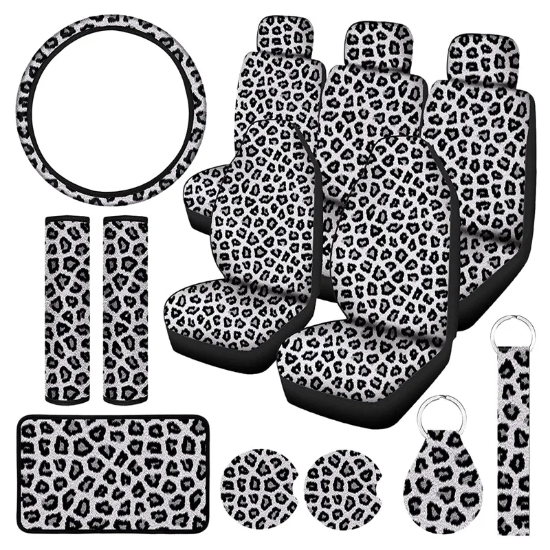 15PCS Leopard Print Car Seat Cover Kit, Car Steering Wheel Cover, Seat Belt Pads, Car Coasters, Armrest Pad, Keychain
15PCS Leopard Print Car Seat Cover Kit, Car Steering Wheel Cover, Seat Belt Pads, Car Coasters, Armrest Pad, Keychain