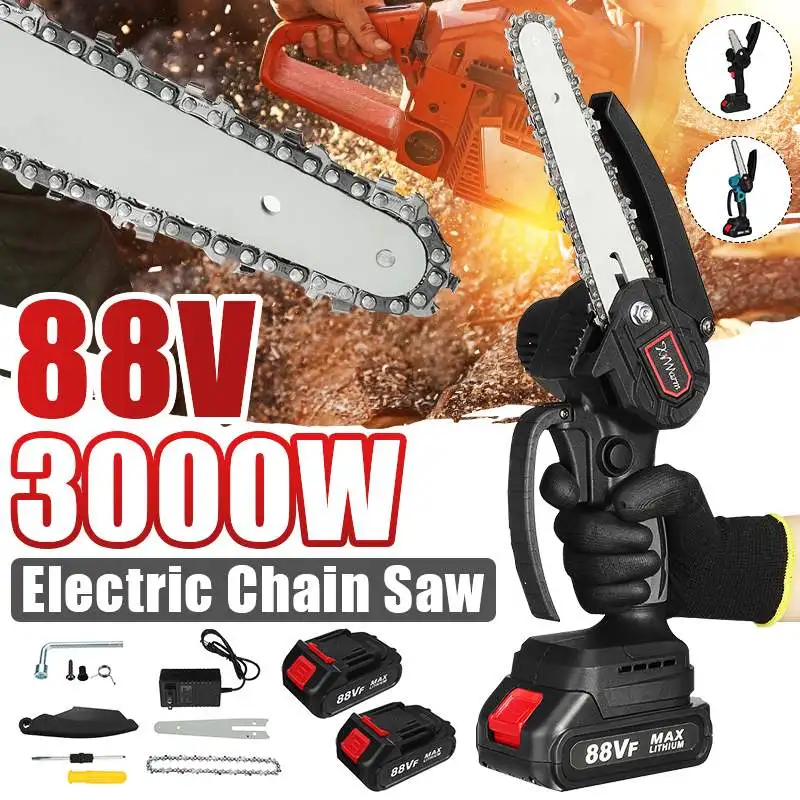 6 Inch 88V 3000W Mini Electric Chain Saw Woodworking Pruning ChainSaw One-handed Garden Logging Power Tool With 2Pcs Battery
6 Inch 88V 3000W Mini Electric Chain Saw Woodworking Pruning ChainSaw One-handed Garden Logging Power Tool With 2Pcs Battery