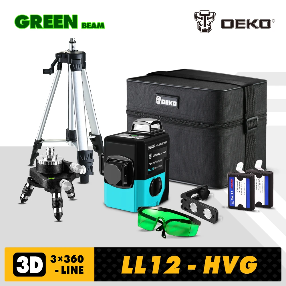 DEKO лазерный уровень самонивелирующийся горизонтальный и вертикальный зеленый