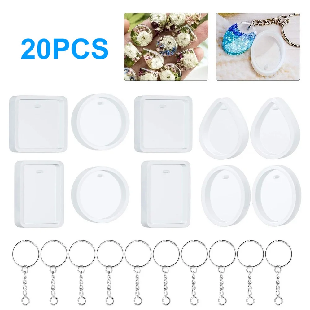 20Pcs/Set DIY Keychain Pendant Casting Silicone Mould Kit with Keyrings Art Crafts Making Tools Crystal Epoxy Resin Mold
20Pcs/Set DIY Keychain Pendant Casting Silicone Mould Kit with Keyrings Art Crafts Making Tools Crystal Epoxy Resin Mold