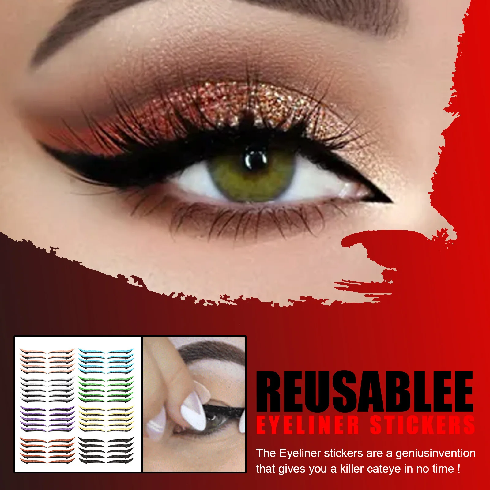 

10 Pieces Eye Shadow Stickers Convenient High Gloss Sexy Female Eyeliner Stickers Waterproof Easy To Wear Double Eyelid Stickers